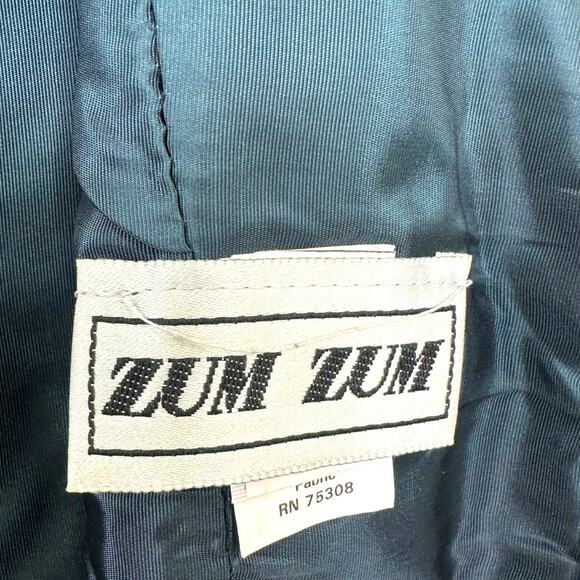 Vintage Zum Zum Velvet Mini Dress Size 9 Green Glitter Baroque Detail - Picture 10 of 12